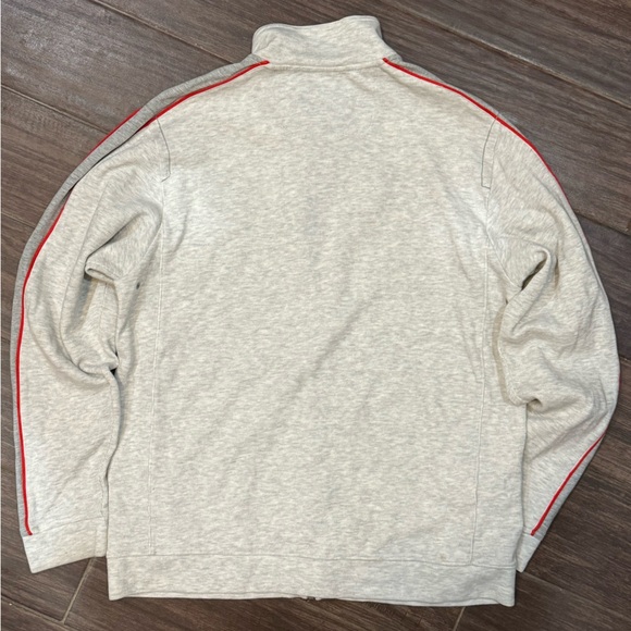 Tommy Bahama Light Gray Zip-Up Sweater with Red Stripes - Picture 2 of 10